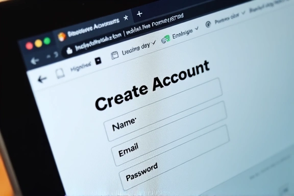 A user creating an account on a website