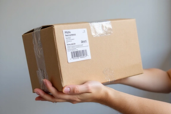 A package being returned with a return label